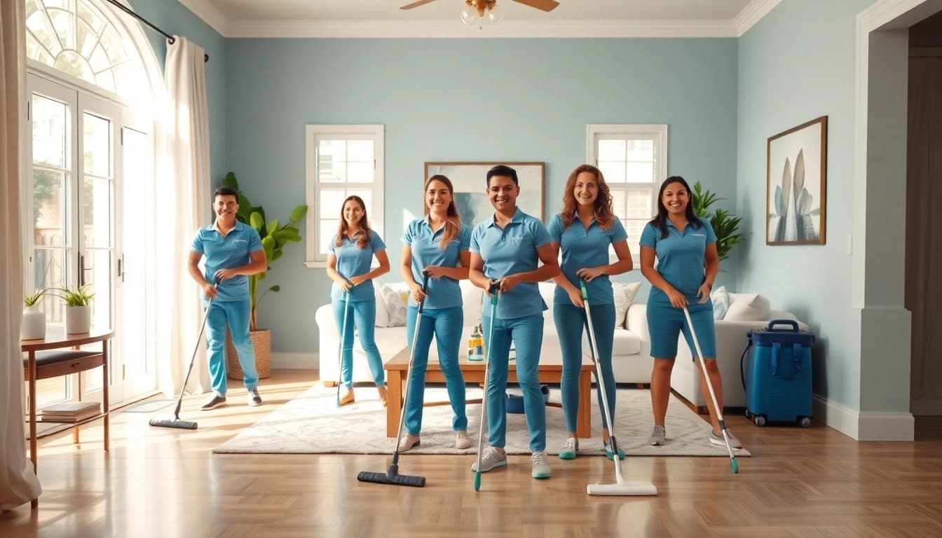Efficient house cleaning Atlanta team working in a bright, organized home setting.