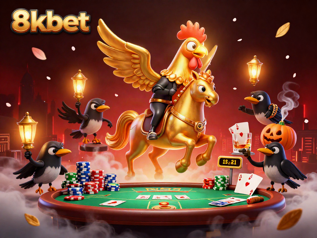 Experience thrilling wins at 8xbet Casino with the golden rooster and poker elements.