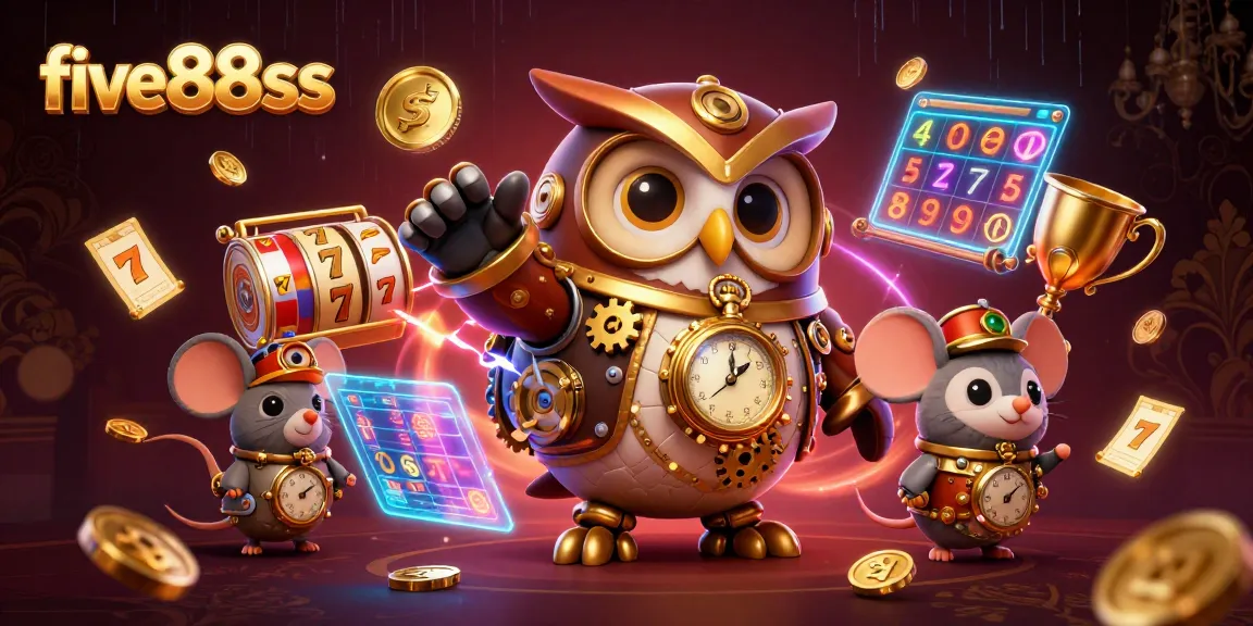 Engage with five88sss elite casino experiences surrounded by vibrant slot reels, golden coins, and magical elements.