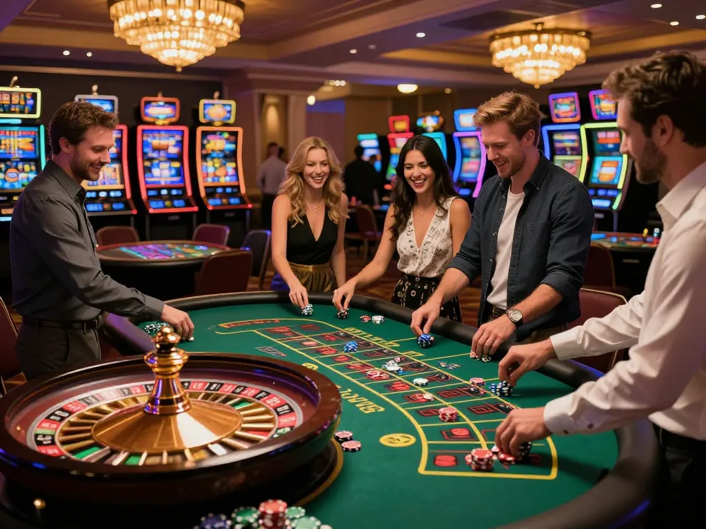 Players engaging at the roulette table in a bustling casino, showcasing the excitement of 27G gameplay.