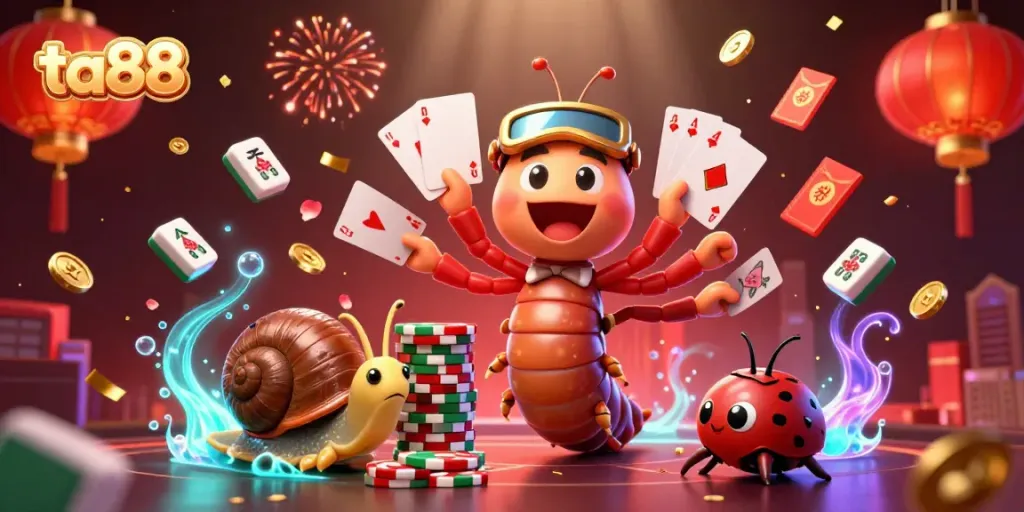 Experience thrilling gameplay at ta88 with a vibrant 3D casino scene featuring a unique dealer and exciting game elements.