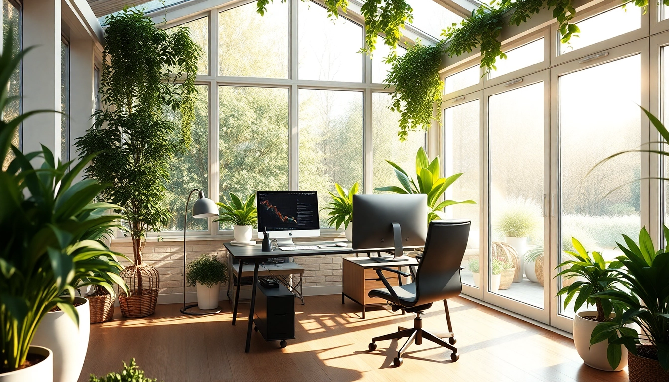 Gestalten Sie Ihr Wintergarten als Buero für eine produktive Arbeitsatmosphäre mit natürlichem Licht.