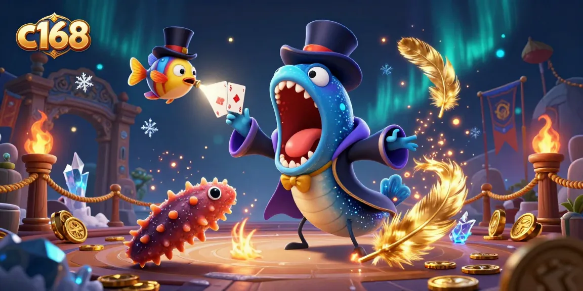 Experience the thrill of c168 with vibrant 3D cartoon characters and casino elements.