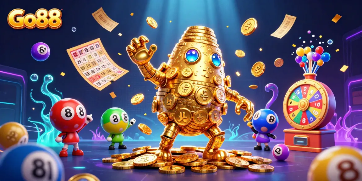 Experience the excitement of Go88 with vibrant characters and dynamic gambling elements in this stunning 3D illustration.