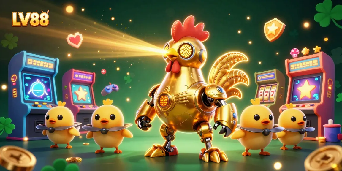 Experience the excitement of LV88 in this vibrant 3D casino scene with dazzling game elements.