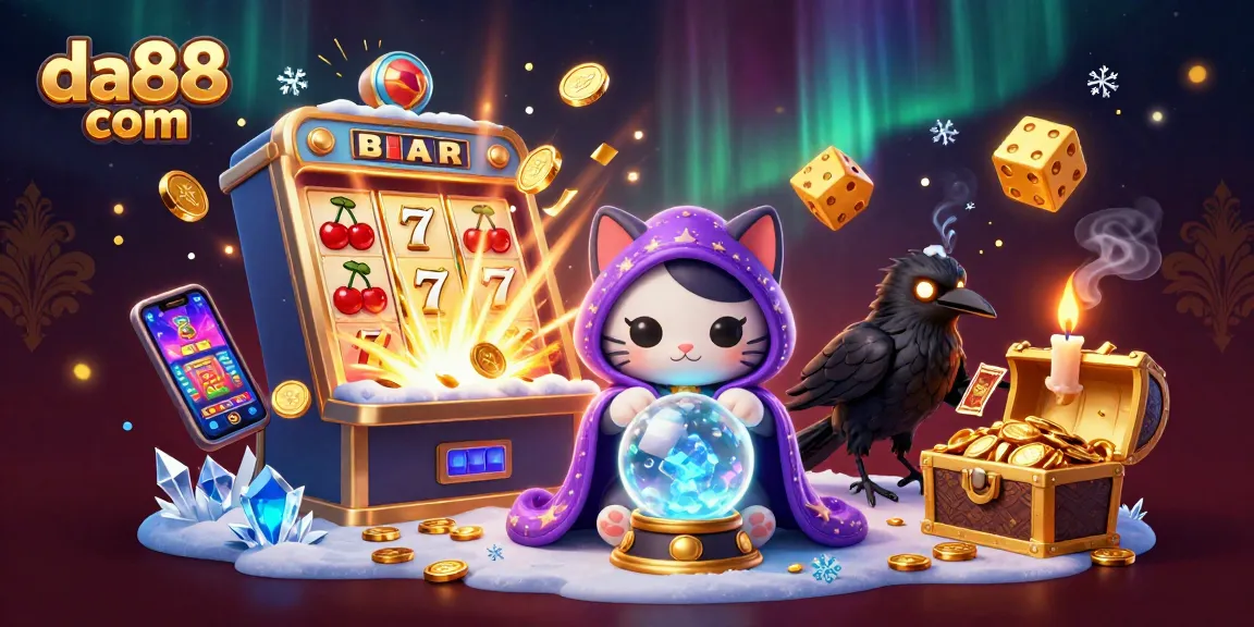 Experience thrilling wins at da88 com with a vibrant 3D casino illustration showcasing epic jackpots and gaming excitement.