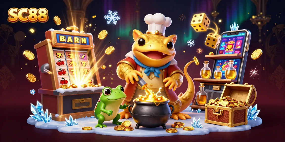 SC88 reveals a magical 3D casino world with an alchemist and a jackpot explosion of coins.