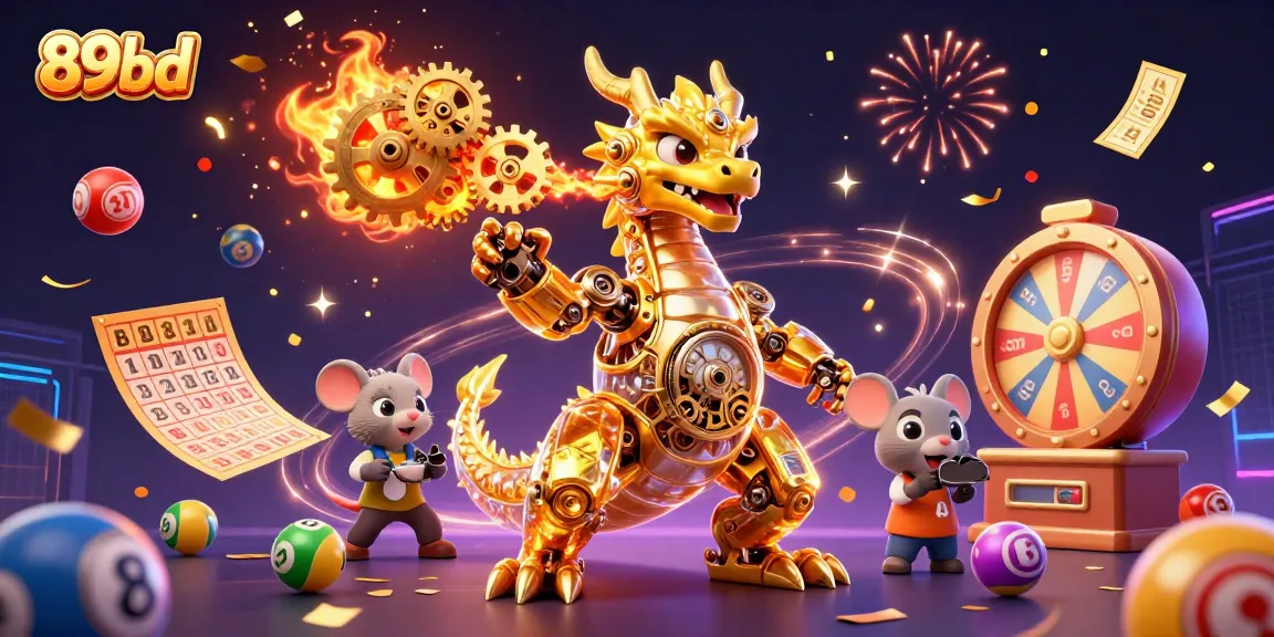 Win exciting prizes with 89bd's vibrant casino games featuring a golden dragon and lottery elements.