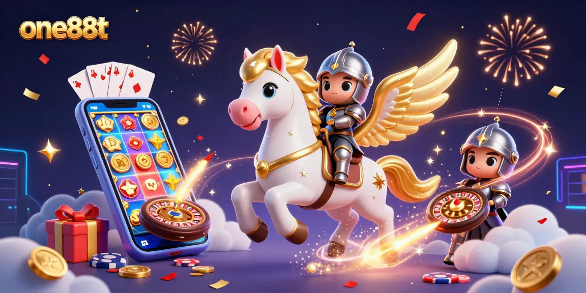 Experience thrilling wins at one88t with a vibrant 3D casino scene featuring games and excitement!