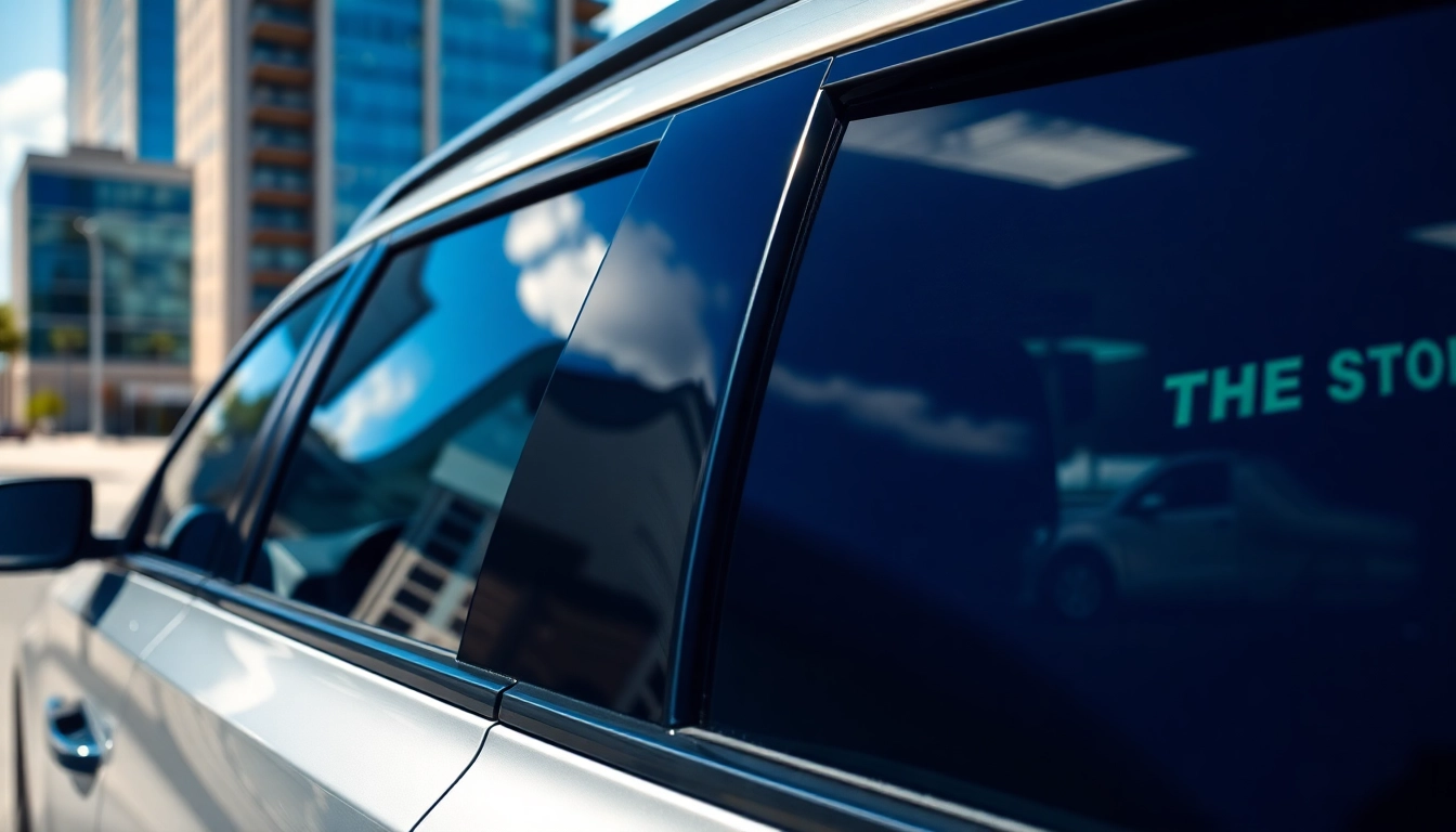 Discover the best window tint Chattanooga TN on a sleek vehicle highlighted against an urban backdrop.