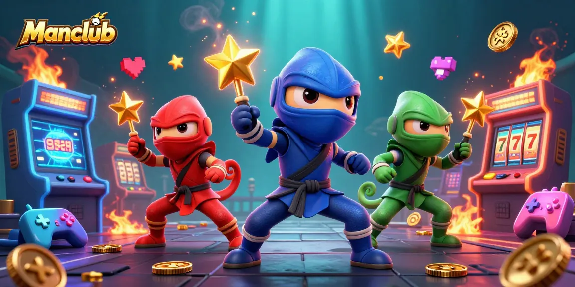 Manclub chameleon ninjas showcase exciting gambling action with vibrant game elements.