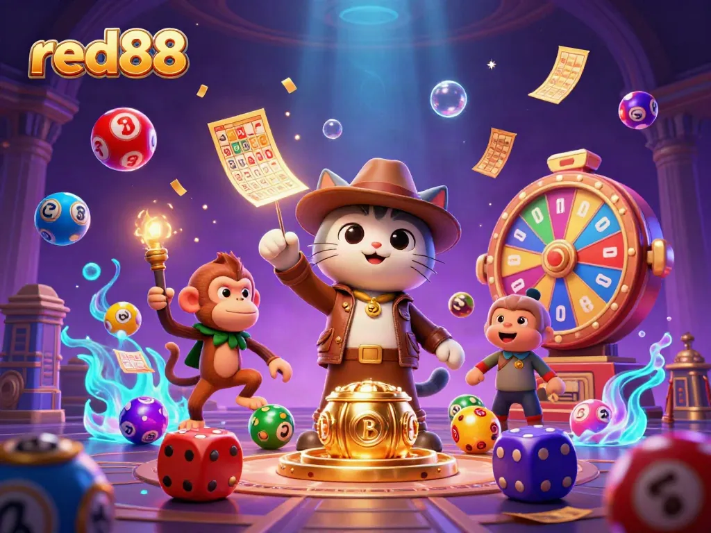 Experience thrilling gameplay with red88 in a vibrant, dynamic casino digital illustration.