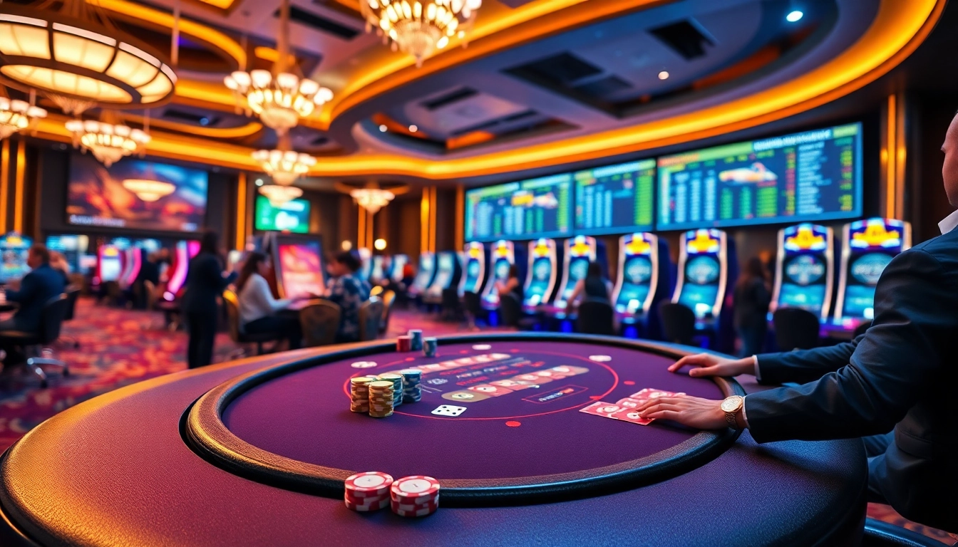Exciting casino gameplay at link oxbet with vibrant poker tables and colorful chips.