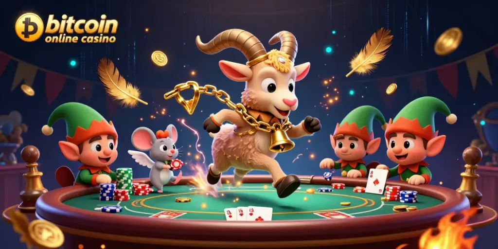 Engaging scene at a bitcoin online casino featuring mystical characters and dynamic gaming elements.