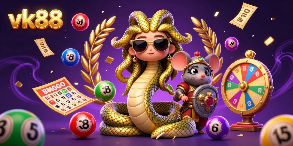 Experience thrilling gameplay at vk88 with lively lottery balls and Medusa in an engaging 3D illustration.