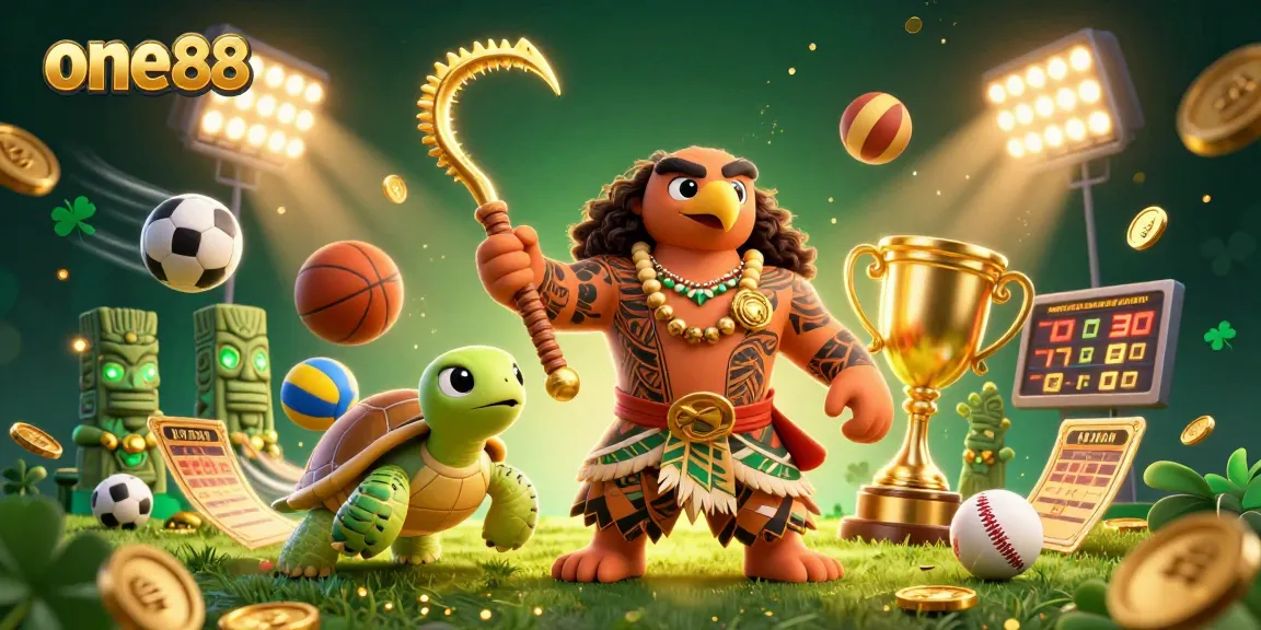 Engage with one88's dynamic sports betting scene featuring a 3D hawk and moana-style turtle.