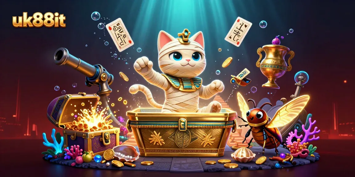 Engage with uk88it’s thrilling casino environment as a mummy cat and glowing scarab explore gem-filled depths.