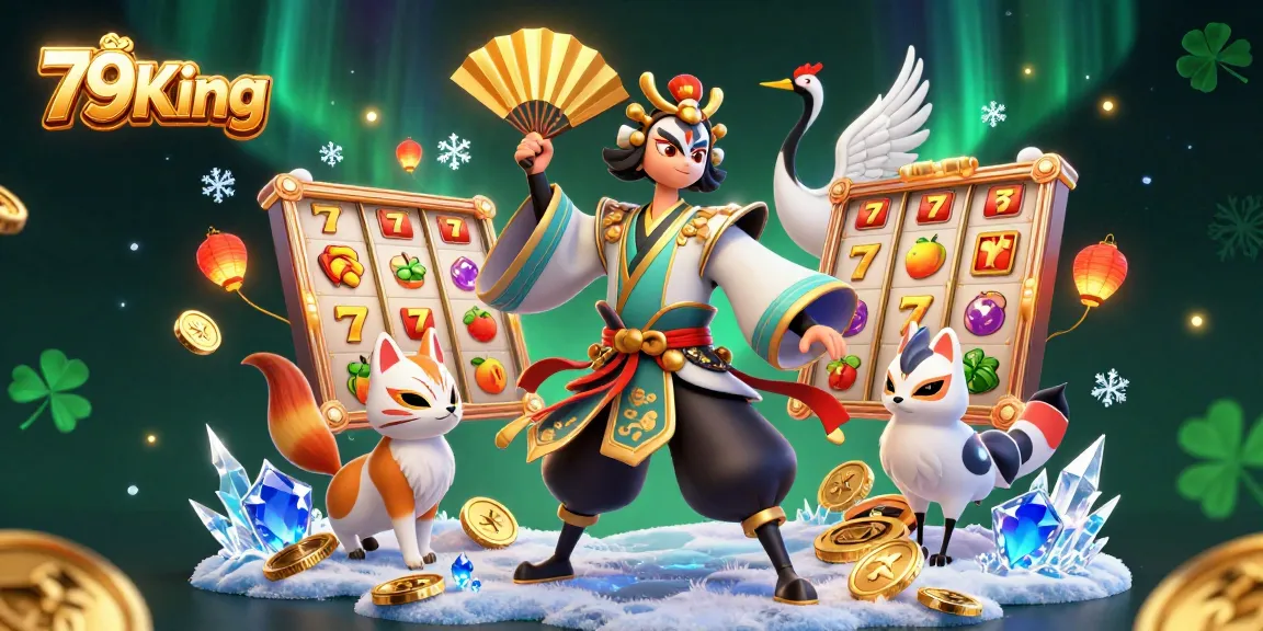 Engage with 79King's thrilling jackpot games featuring slot reels and lucky symbols in an immersive 3D casino scene.