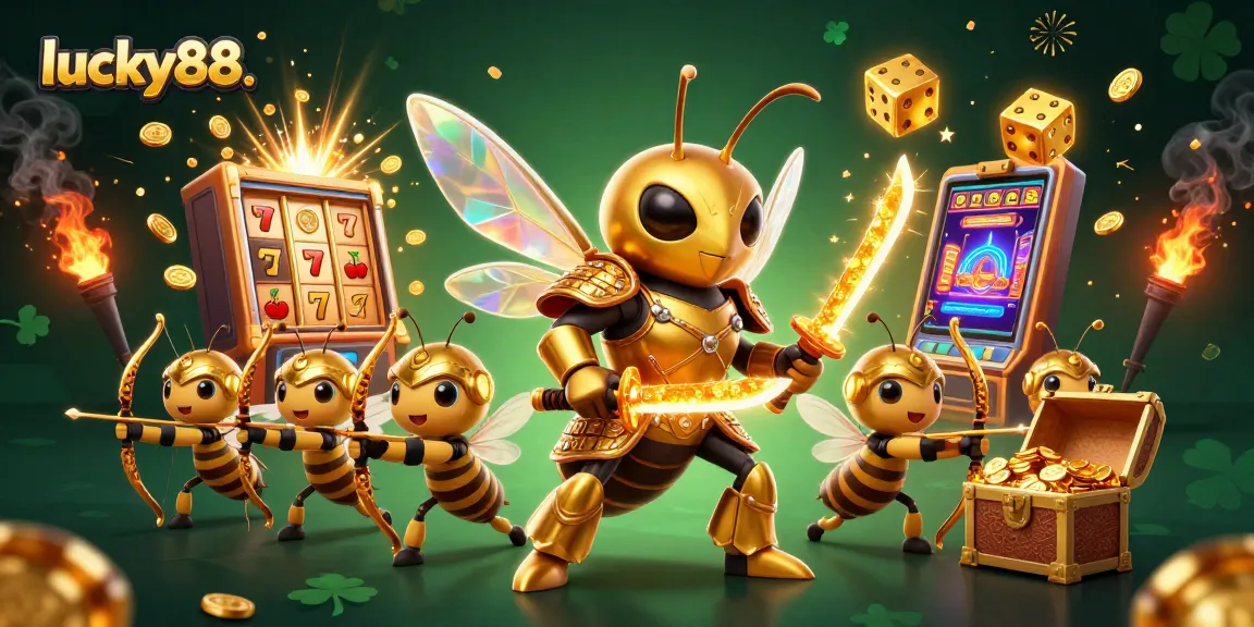 Spin jackpot reels at lucky88. with a vibrant illustration of unique characters and casino elements.