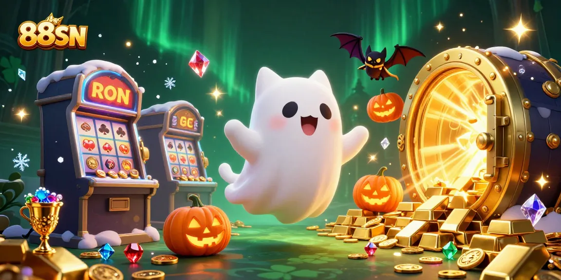Play exciting games at 88SN with the ghost cat and vibrant casino elements!