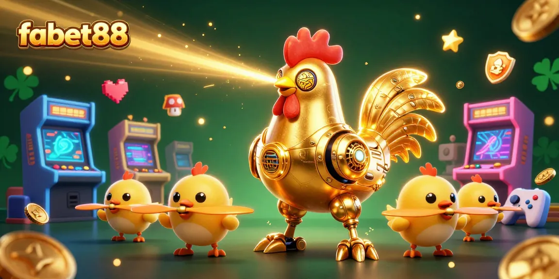 Spin jackpots with fabet88 while enjoying a vibrant 3D casino fantasy illustration filled with arcade elements.
