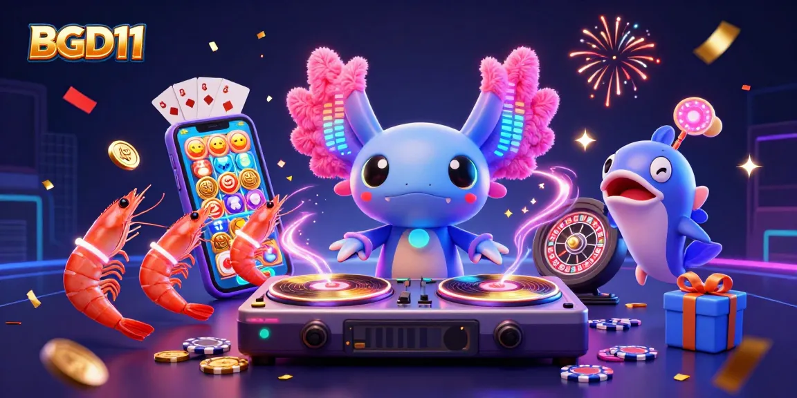 Witness BGD11’s vibrant undersea party where a neon axolotl spins the best online slot games!