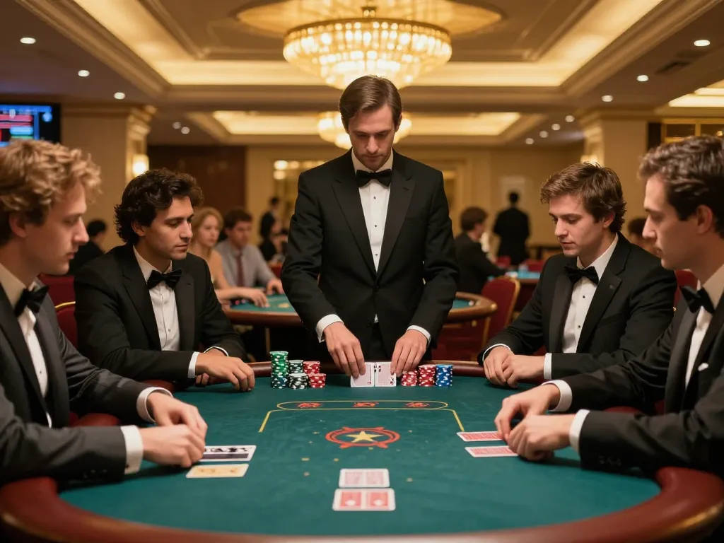 Engaged players at a high-stakes poker table, showcasing SC88 COM casino excitement and strategy.