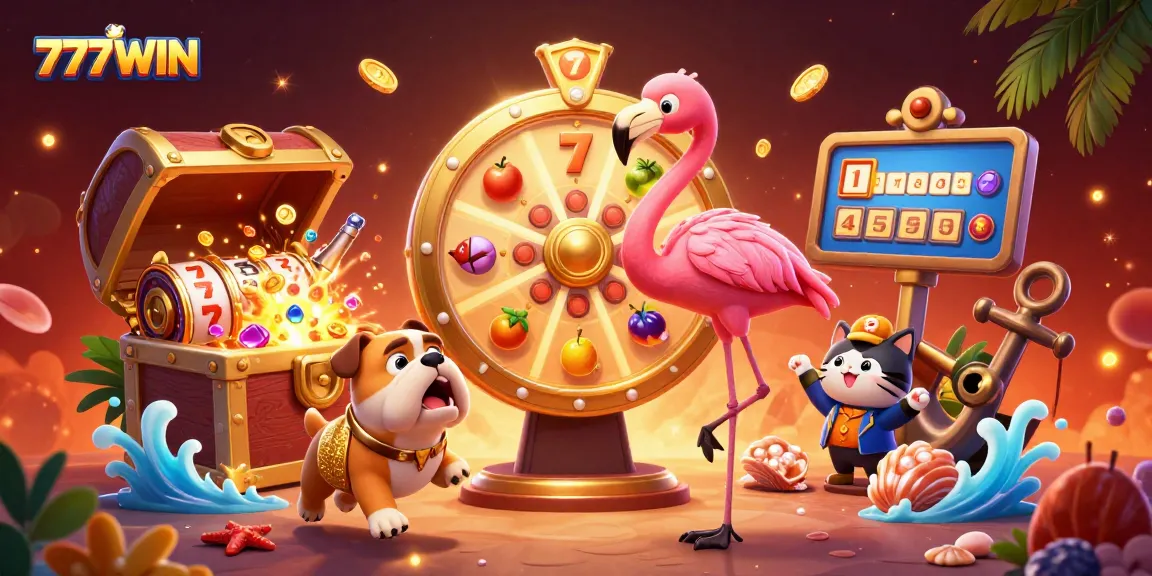 Join the excitement at 777WIN with our vibrant casino scene featuring gold coins and dynamic game elements!