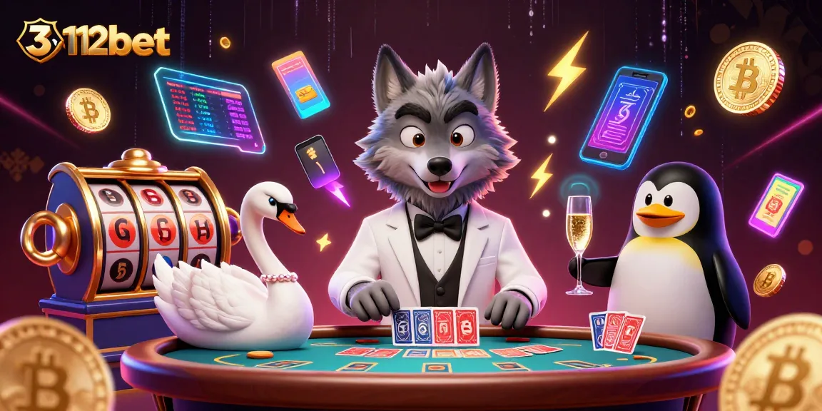 Experience the excitement of 312bet with captivating characters at a rich baccarat table surrounded by vibrant casino elements.