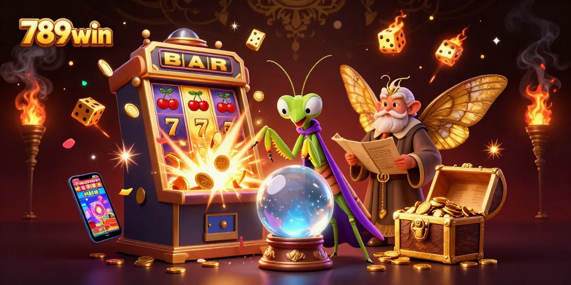 Experience the excitement of 789win with a vibrant casino scene featuring a fortune teller and jackpots.