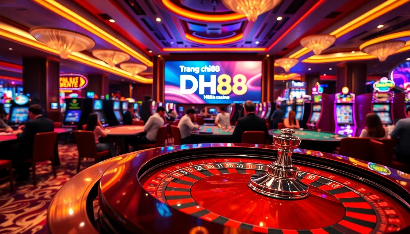 Engaging scene showcasing casino action at Trang chủ DH88 with thrilling table games and vibrant atmosphere.