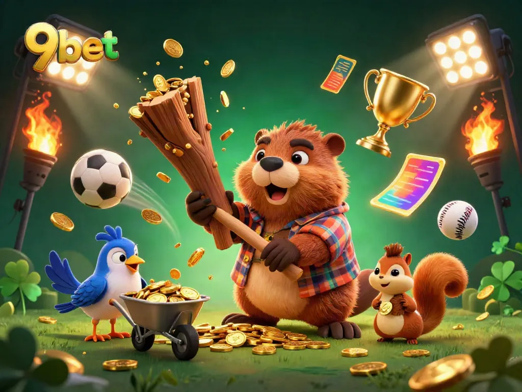 Bet on opportunities and win at 9bet as the beaver scales victory with gold coins.