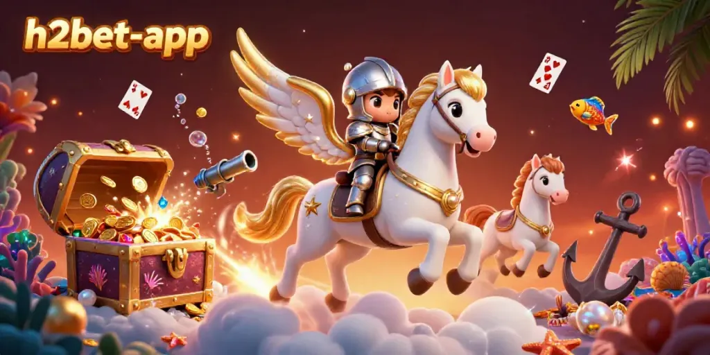 Engage in the vibrant world of h2bet-app with a celestial scene depicting betting excitement and colorful treasures.