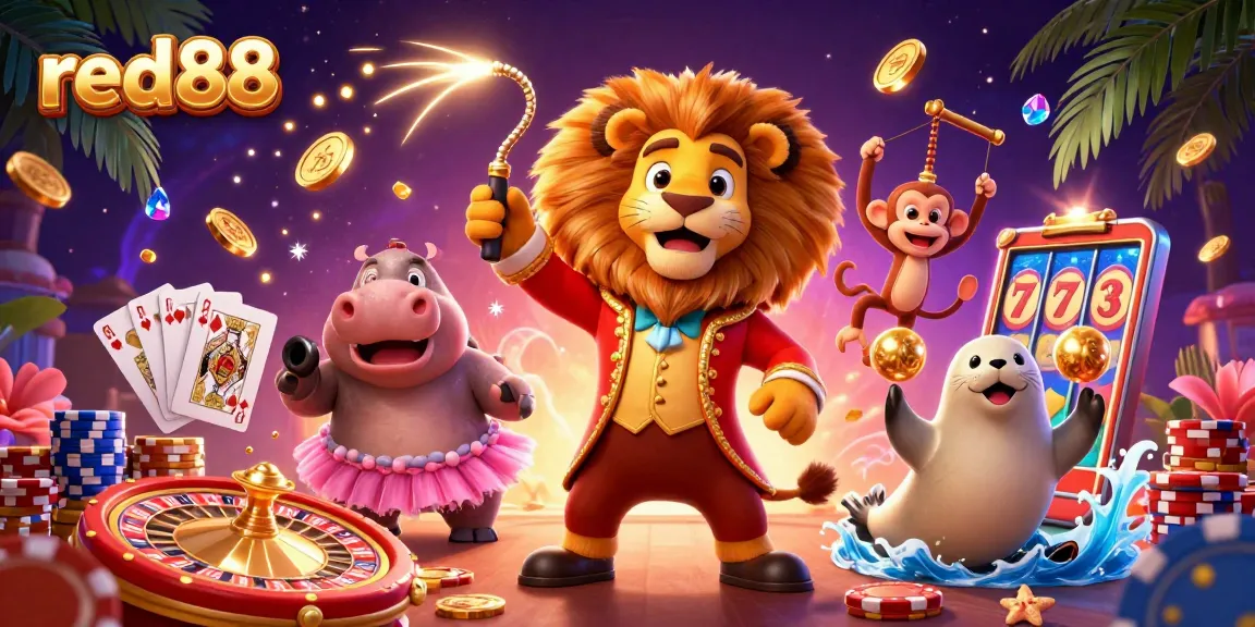Engage with red88's exciting casino scene featuring vibrant 3D characters and games.