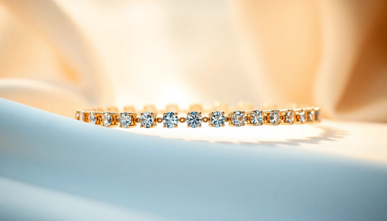 Admire the stunning diamond by the yard bracelet glimmering gracefully on a soft background.