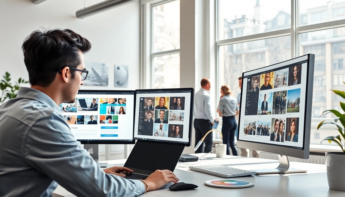 Designing innovative edmonton web design concepts in a modern workspace.