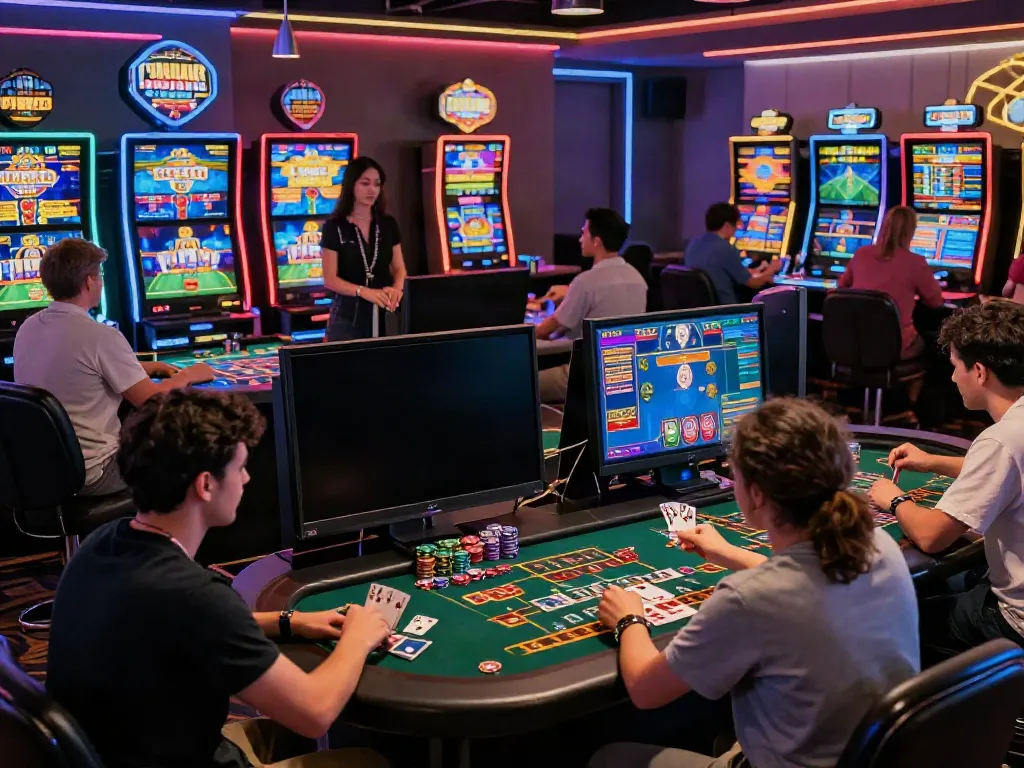 Experience the excitement of online gaming at https://ku88v1.com/ with diverse players enjoying vibrant activities and modern design.