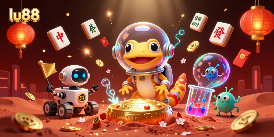 lu88 players winning big in a Martian casino adventure with vibrant gaming elements