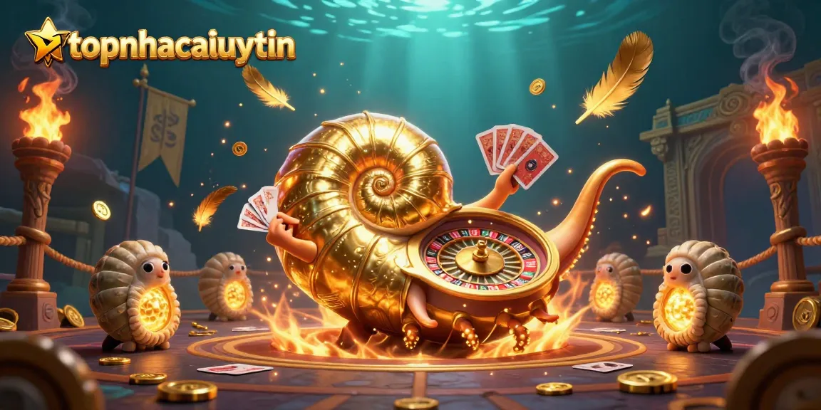 Engage with topnhacaiuytin by navigating a vibrant casino scene led by a giant nautilus.