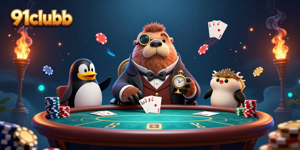 Engage in thrilling poker action with 91clubb featuring a walrus player bluffing at an underwater table.