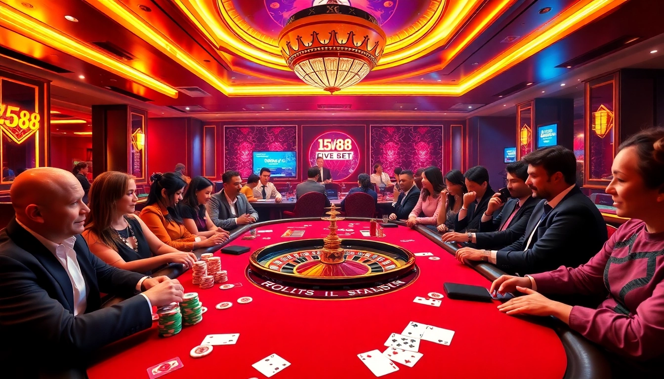 Experience the excitement of five88 bet at a luxurious casino table with vibrant poker chips.