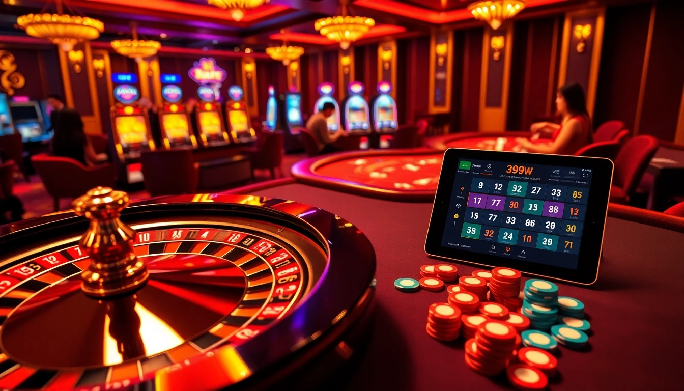 Experience the excitement of 399w with vibrant casino games, roulette, and poker tables.
