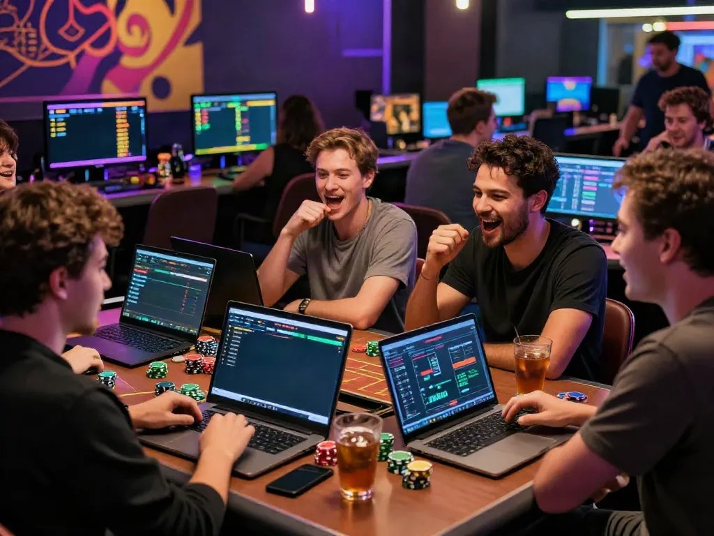 TA88 online betting platform environment with friends engaged in gaming fun.