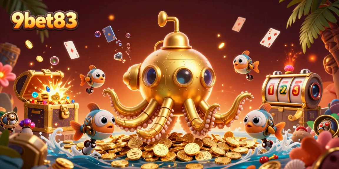 Experience casino excitement with the 9bet83 golden kraken submarine in a sea of riches.