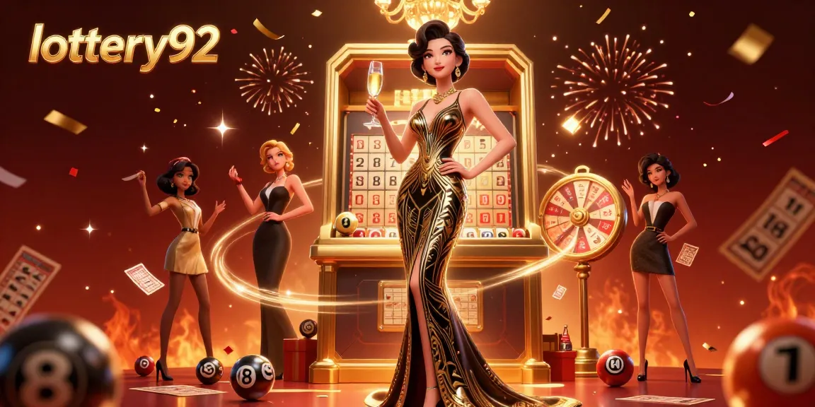 Experience the excitement of lottery92 with an elegant woman celebrating a lottery draw.