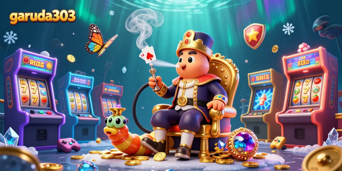 Experience the excitement of garuda303 with vibrant casino-themed 3D digital illustration showcasing games and characters.