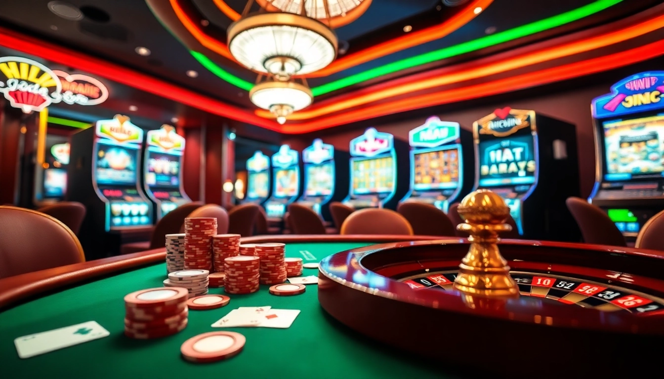 Experience the excitement of game hitclub in a luxurious casino setting with vibrant gaming elements.