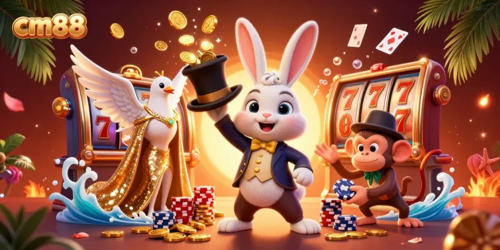 Engage with cm88's immersive casino experience featuring magical characters, vibrant game elements, and captivating details.