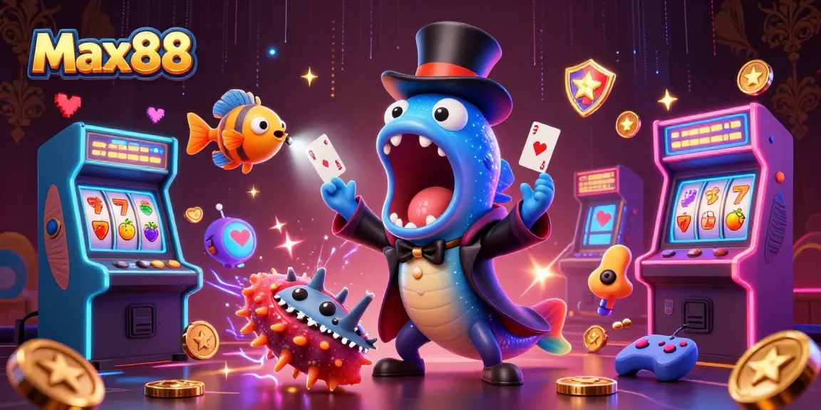Max88 delivers excitement with a magical underwater casino scene featuring an eel, anglerfish, and sea cucumber.