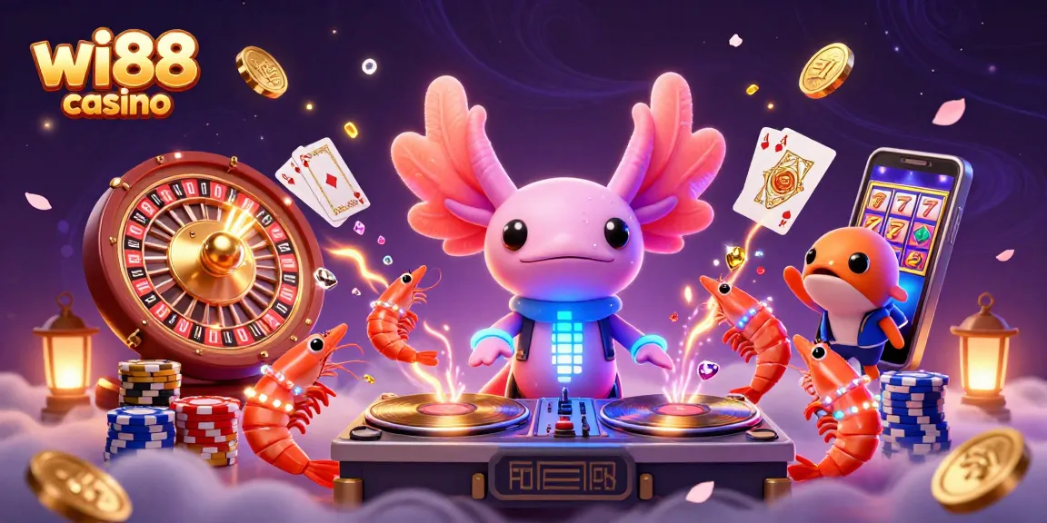 Experience the thrilling action of wi88 casino with a neon-themed 3D underwater party of lively characters.